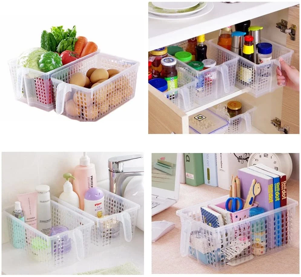 Clear Plastic Refrigerator Organizer Bins - Stackable Fridge Organizers for Freezer, Kitchen, Countertops, Cabinets